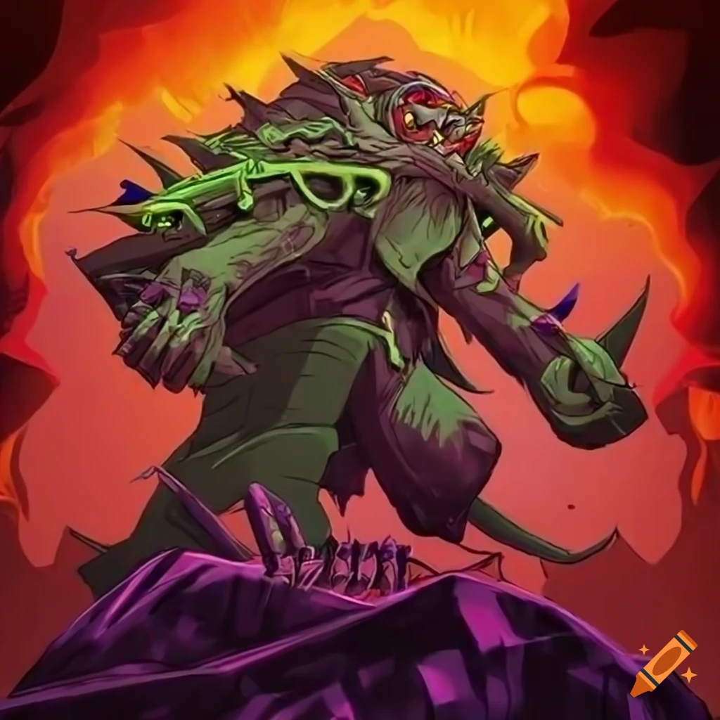 Bog walker in Yu-Gi-Oh illustration style