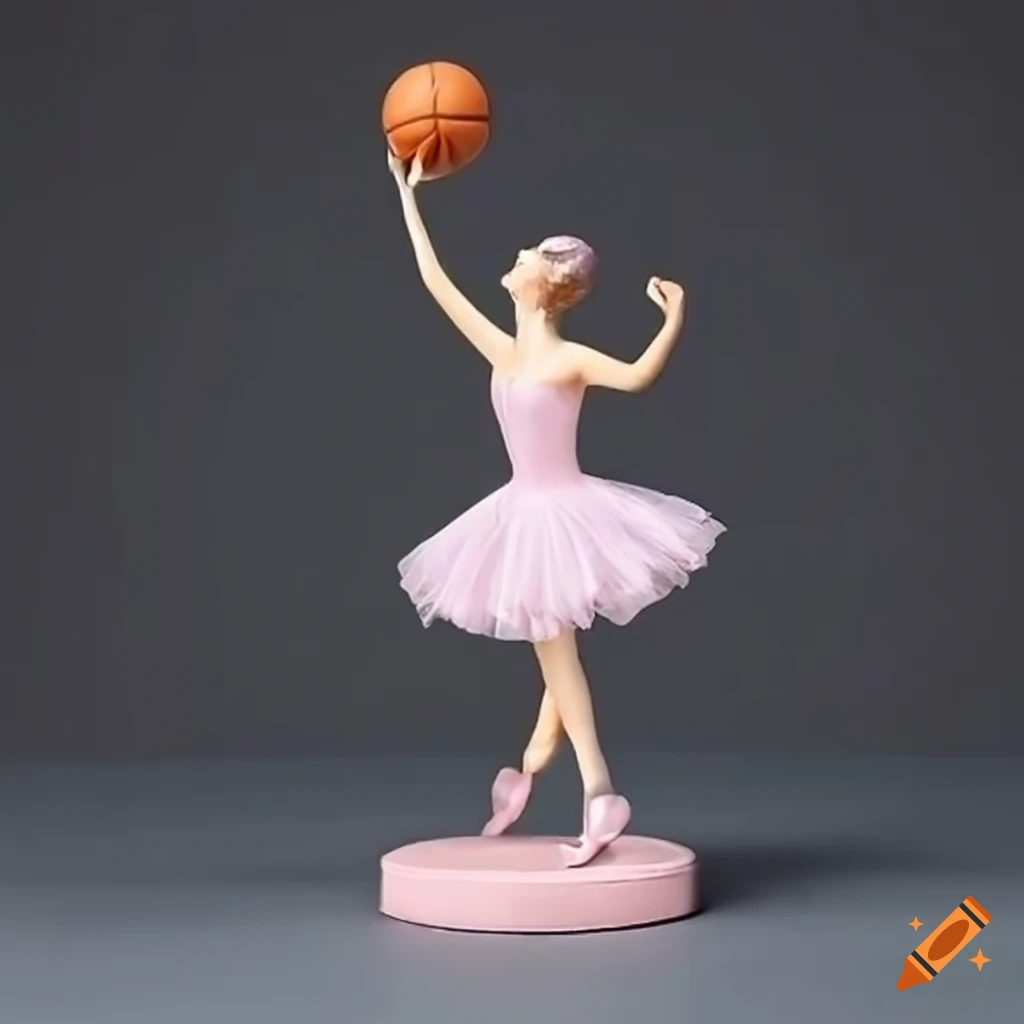 Musical box with ballerina spinning a basketball y2k style on Craiyon