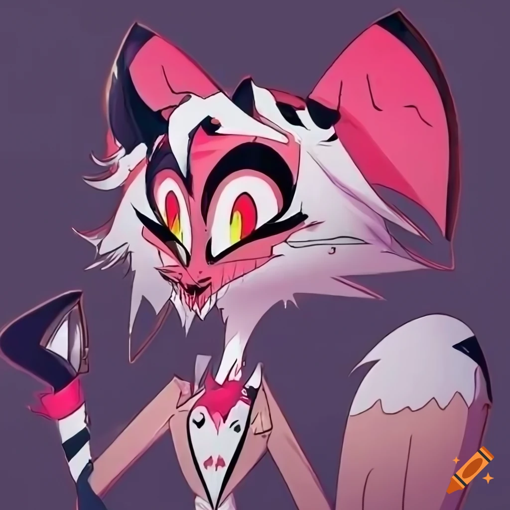 Racoon character hellborn inspired by helluva boss art style on craiyon