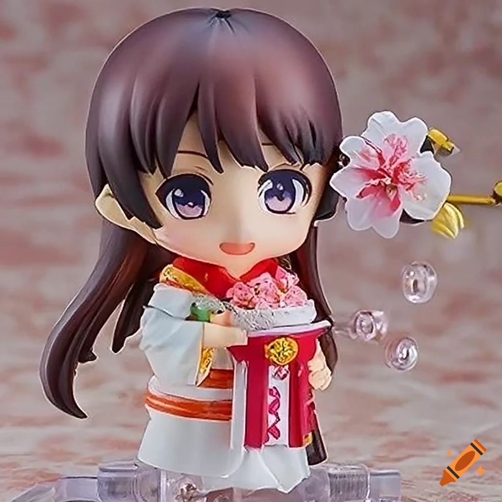 Nendoroid figurine of a girl in traditional hanami outfit with cherry blossoms