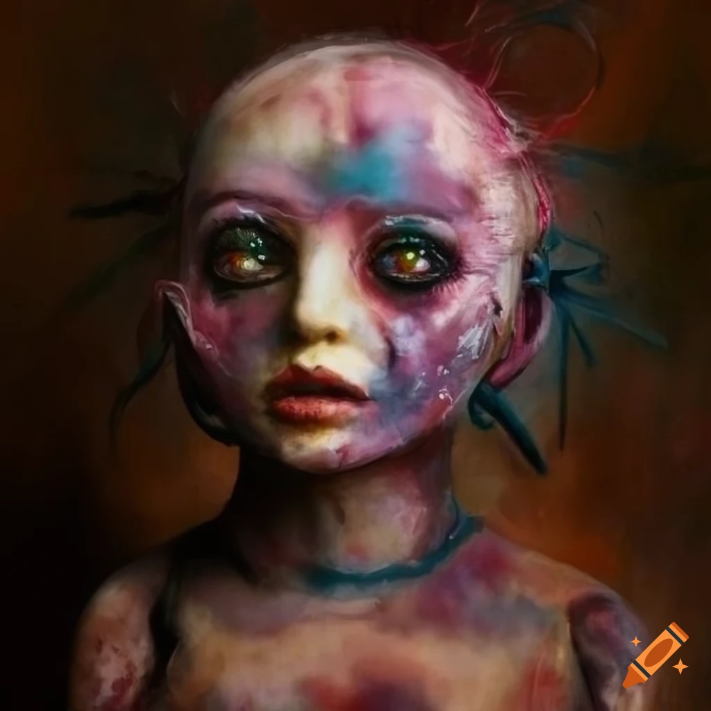Psycho girl doll painted by Håkon Gullvåg