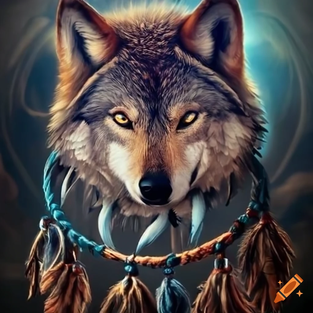 Wolf and eagle dreamcatcher