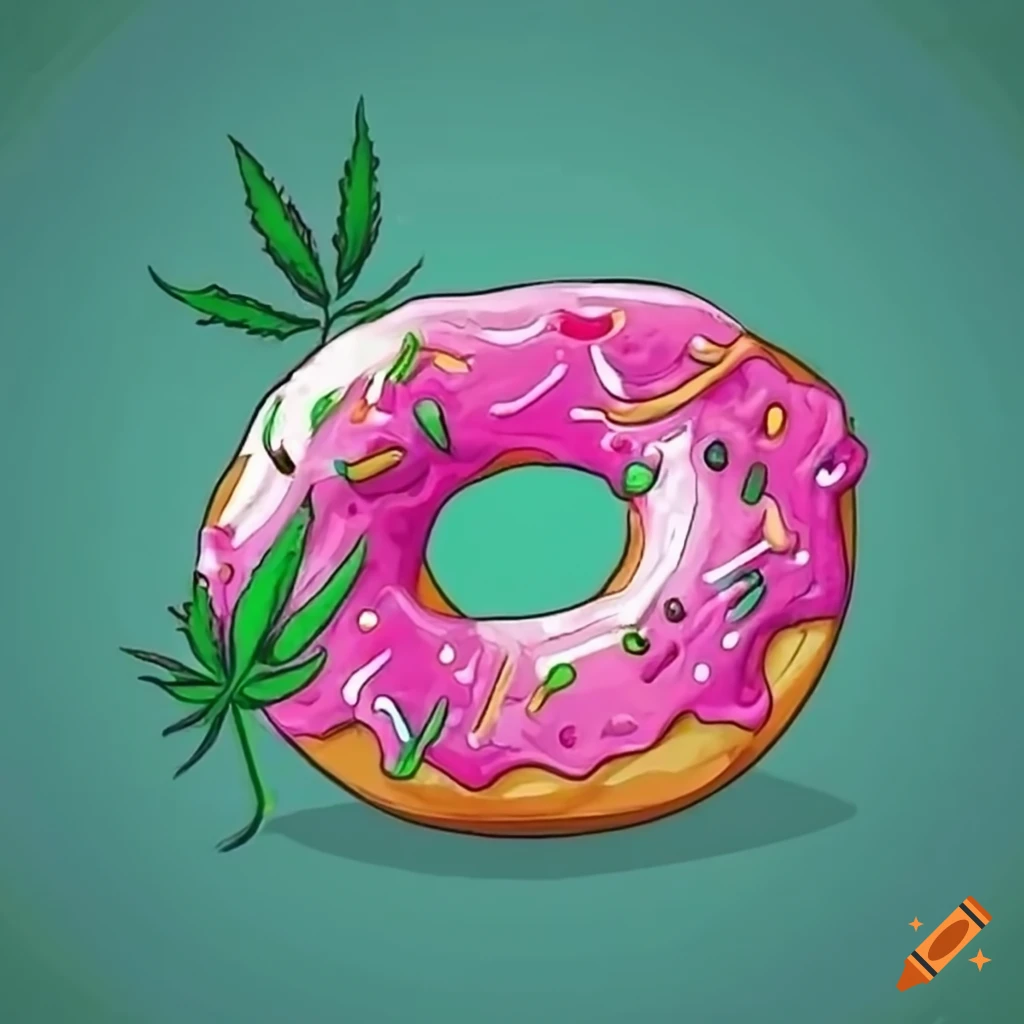 Jelly donut with a weed leaf decoration on Craiyon