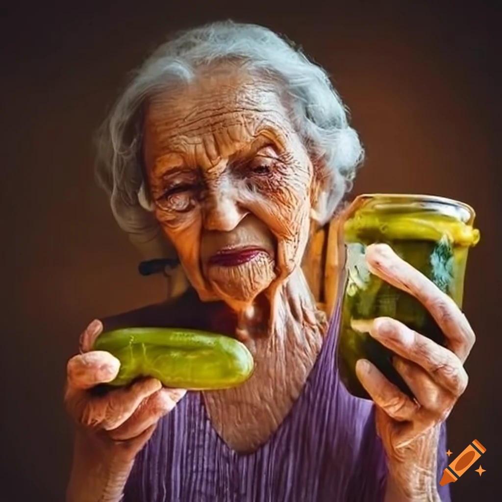 Nurturing grandmother enjoying traditional pickles