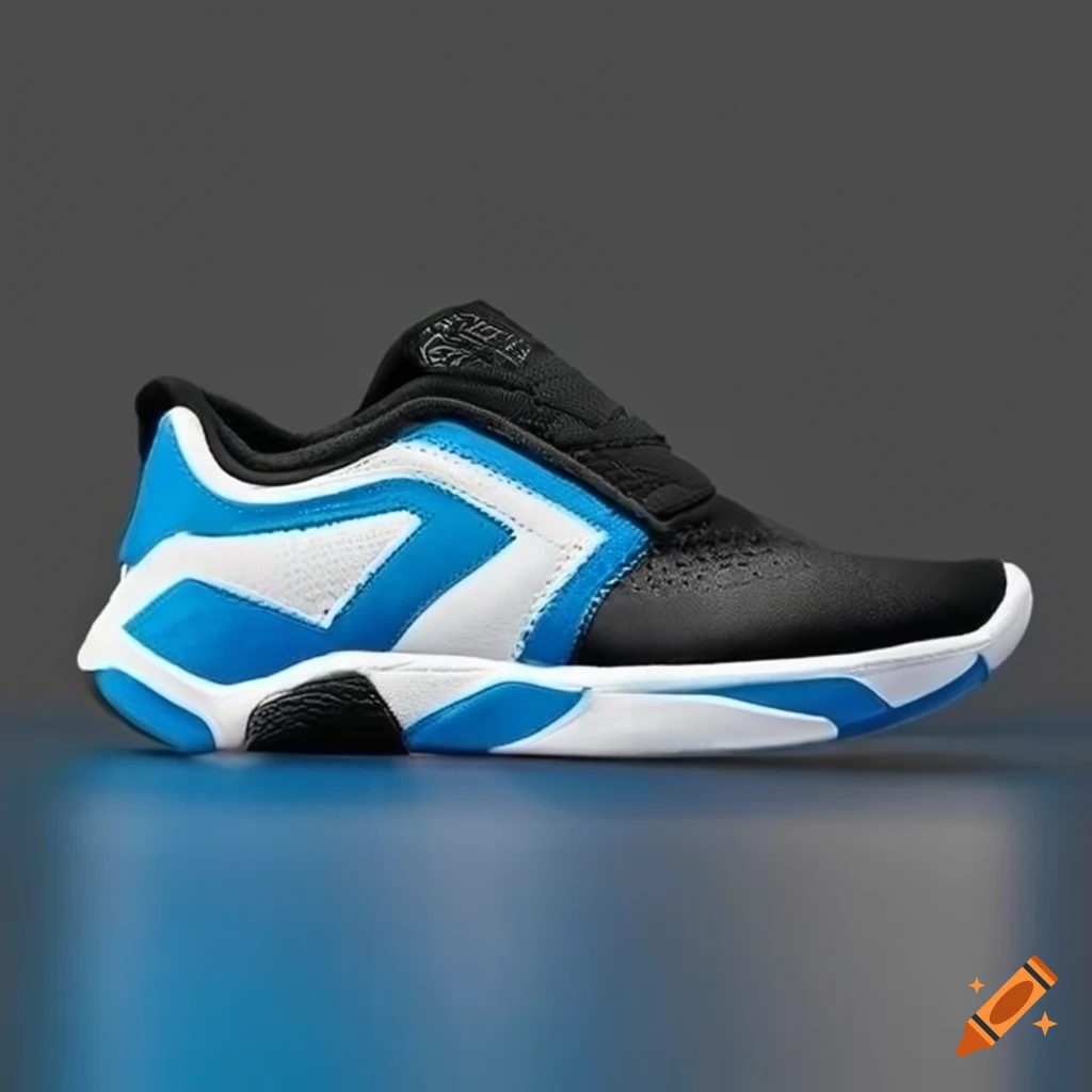 Blue and white gym shoe with black detail on Craiyon