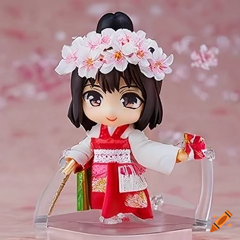 Nendoroid figurine of a girl in traditional hanami outfit with cherry blossoms