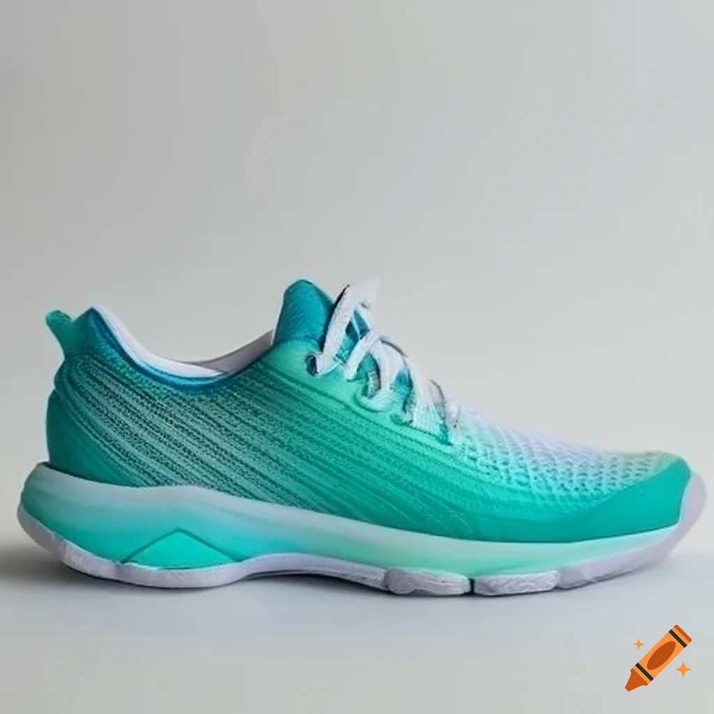 White aqua ombre tennis shoe with mesh detail