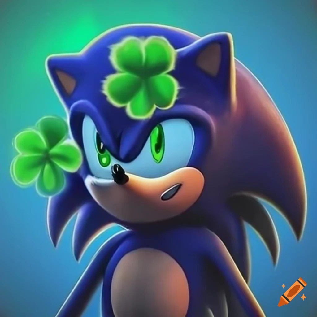 Irish-themed Sonic the Hedgehog celebrating St. Patrick's Day on Craiyon