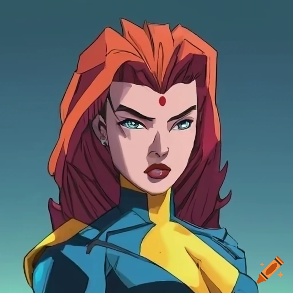 X-Men Jean Grey in 90s anime style