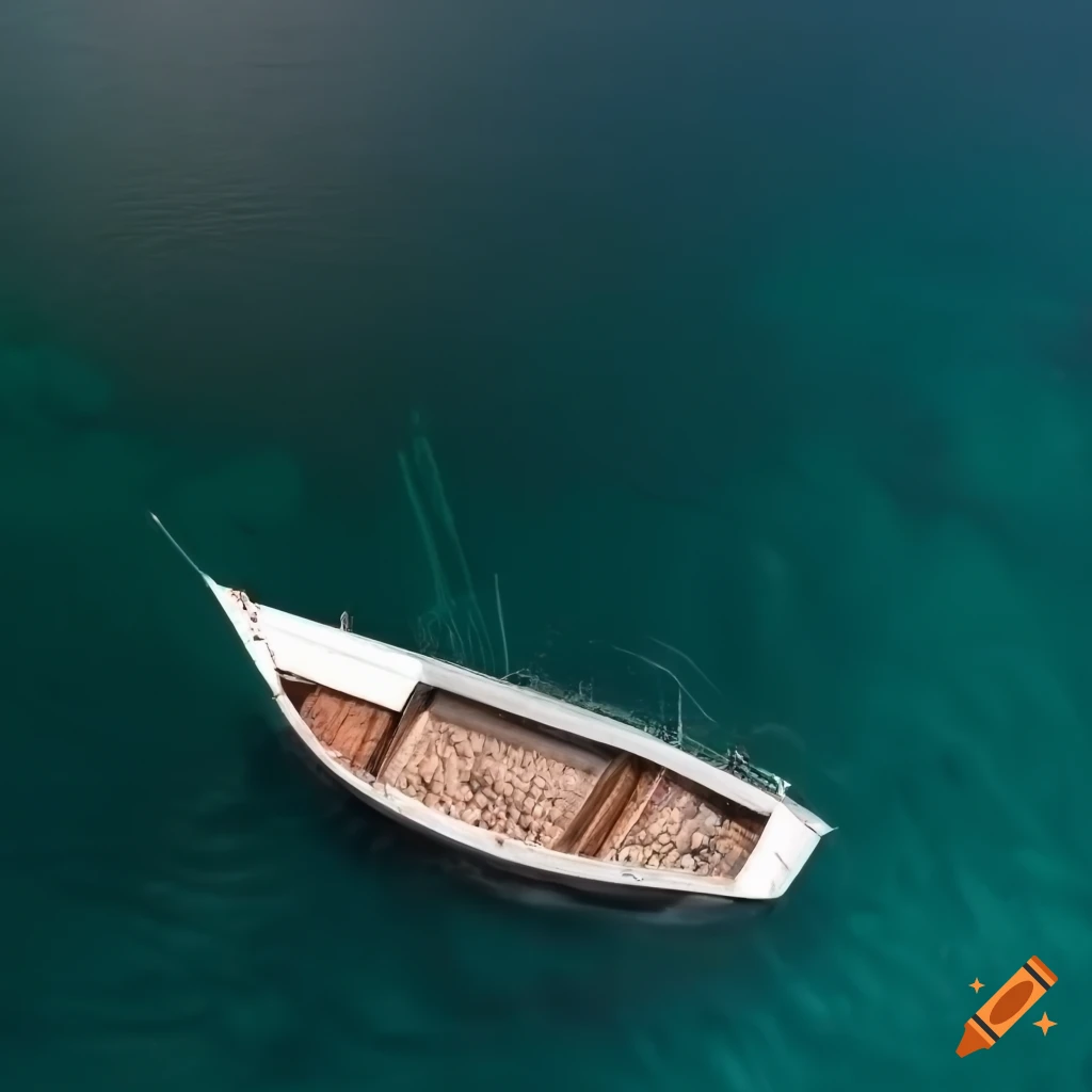 Boat collecting seeds on the Mediterranean sea