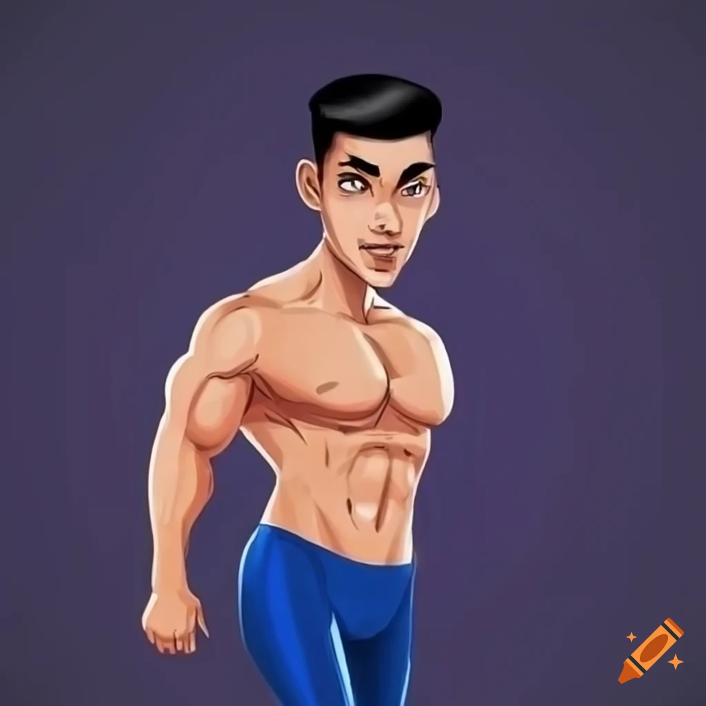 Handsome muscular Argentine man in sapphire blue spandex leggings