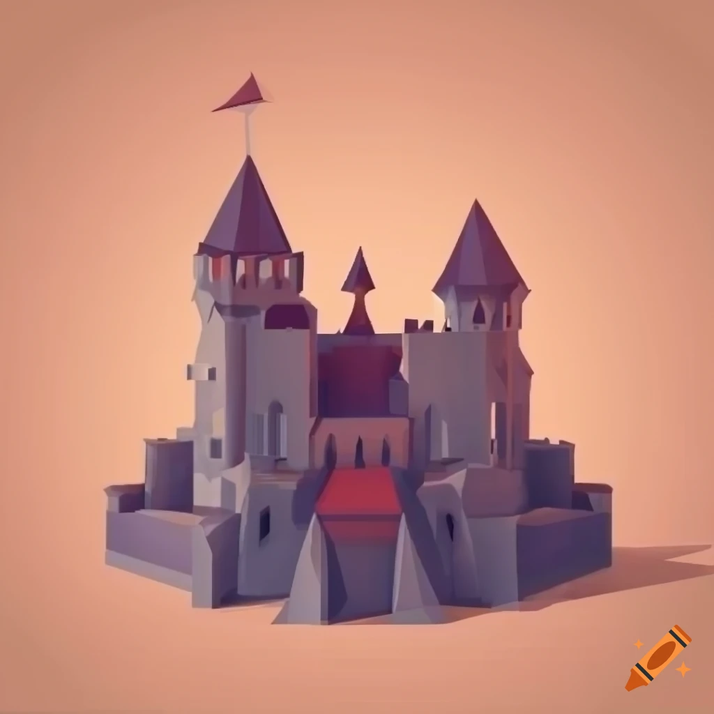 Low poly icon of a large castle on Craiyon