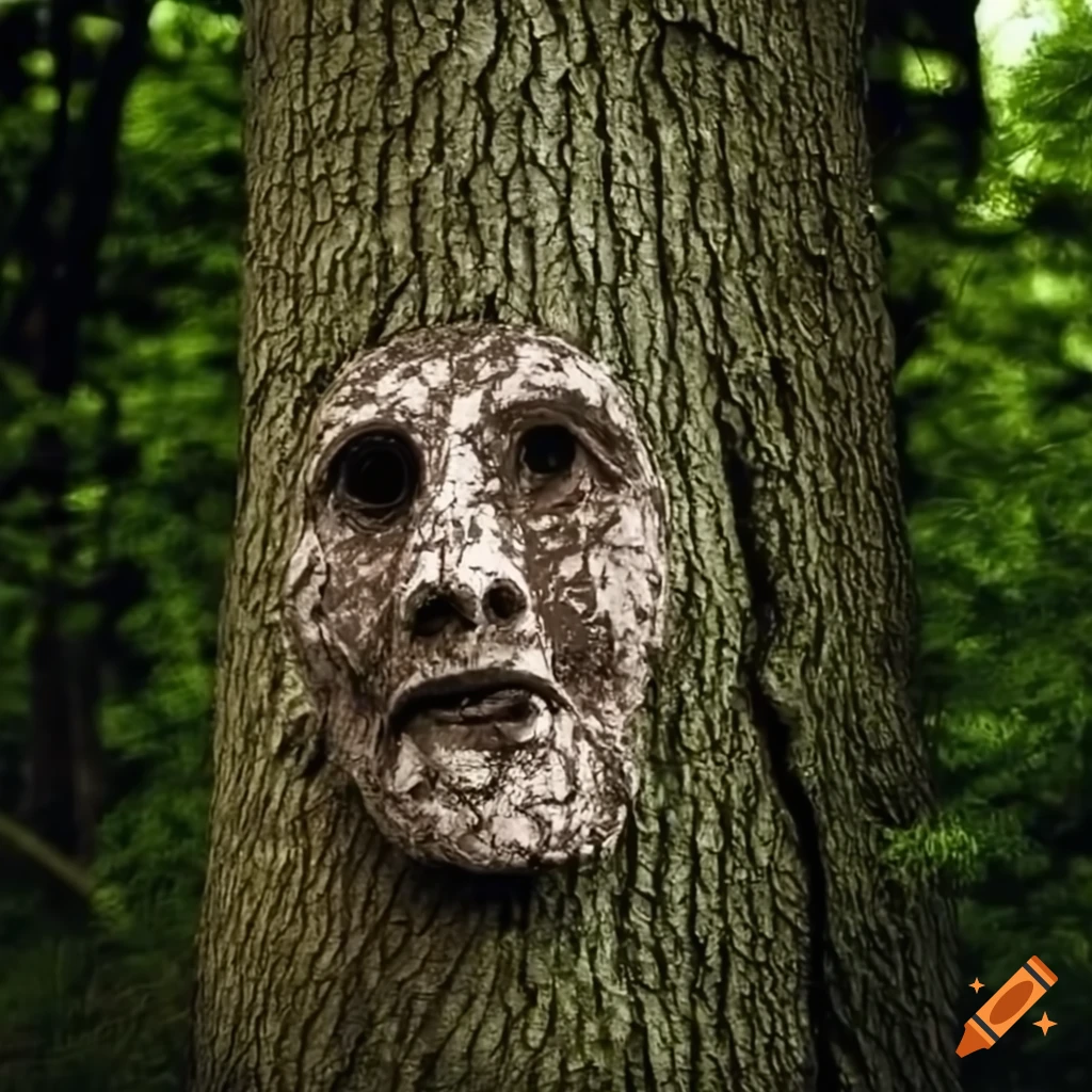 Face growing on side of tree on Craiyon