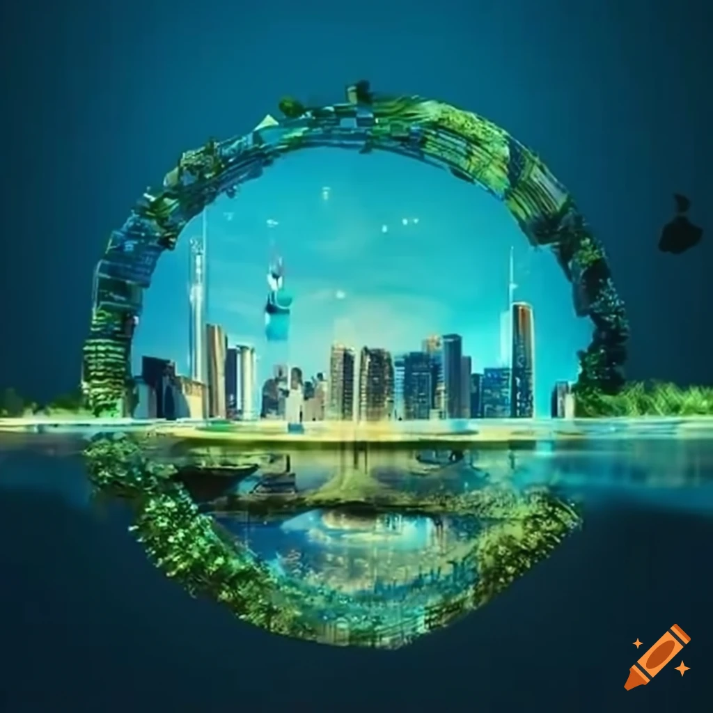 Eco-friendly green city with advanced technology and innovation