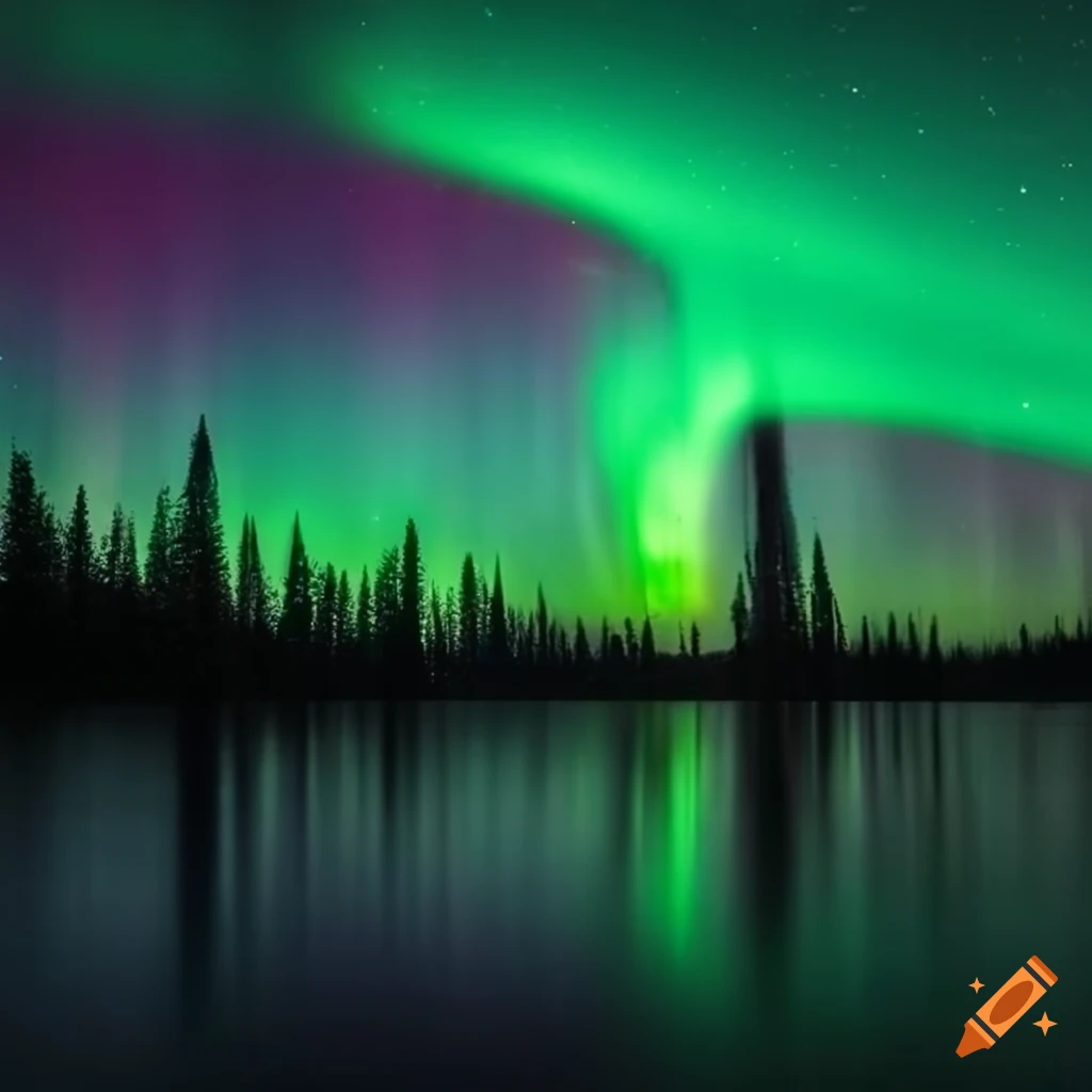 Wood with northern lights in the background