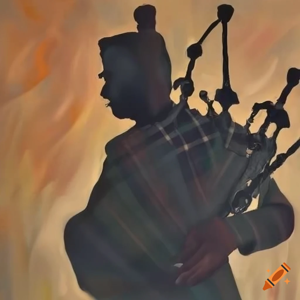 Silhouette of a Scottish piper filled with Fraser tartan pattern