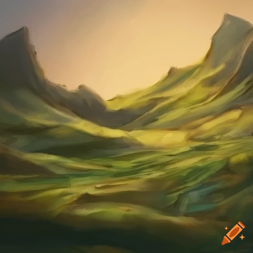 Grasslands in a rough sketch art style
