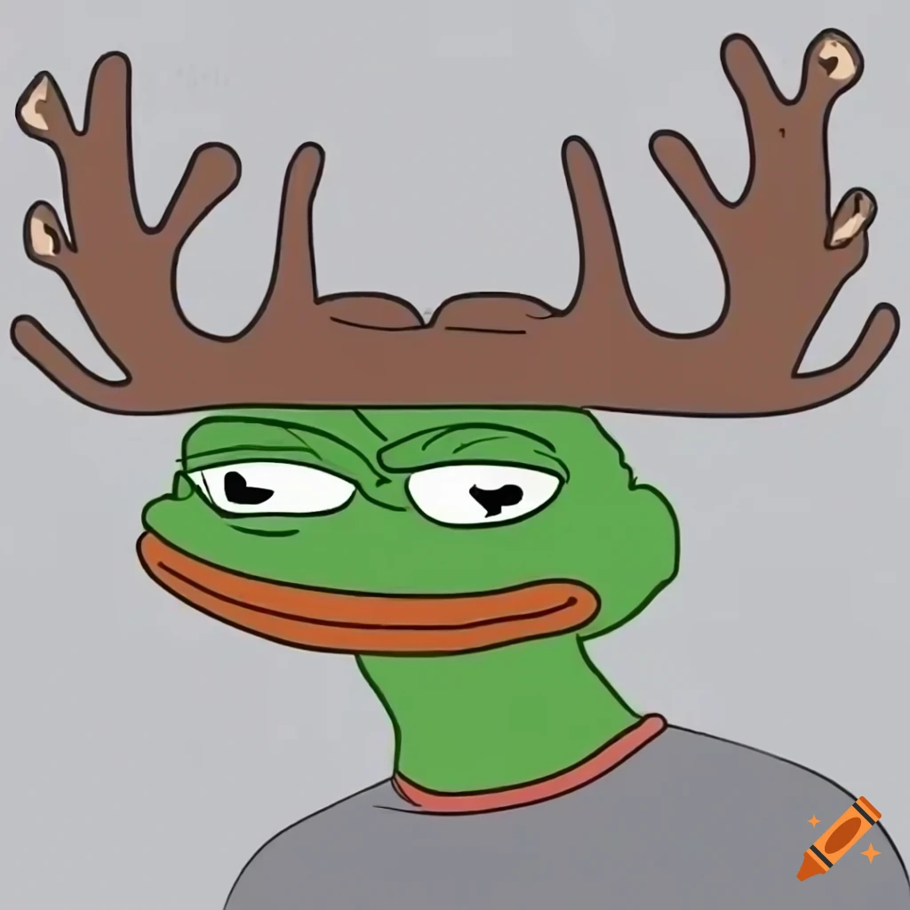 Cartoon derpy moose similar to the meme PEPE on Craiyon, image size:1024x1024
