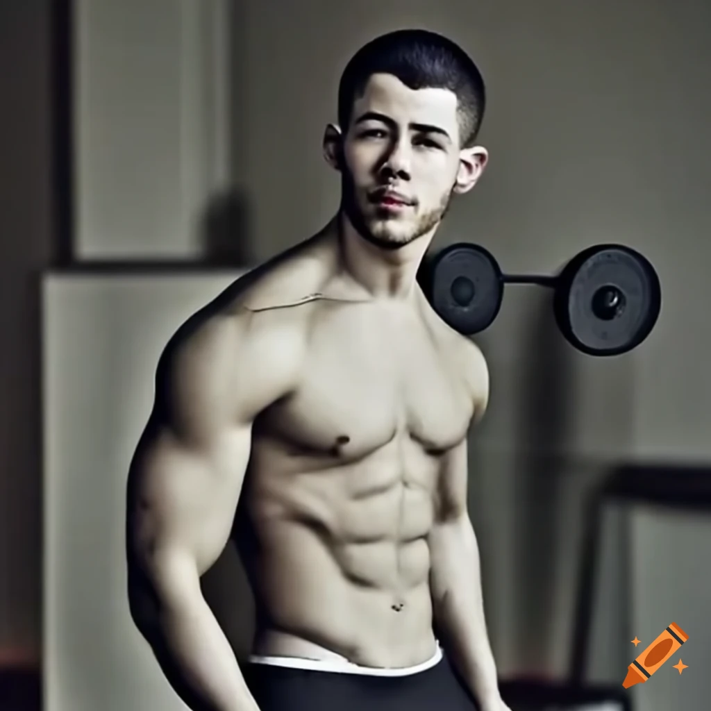 Nick Jonas lifting weights