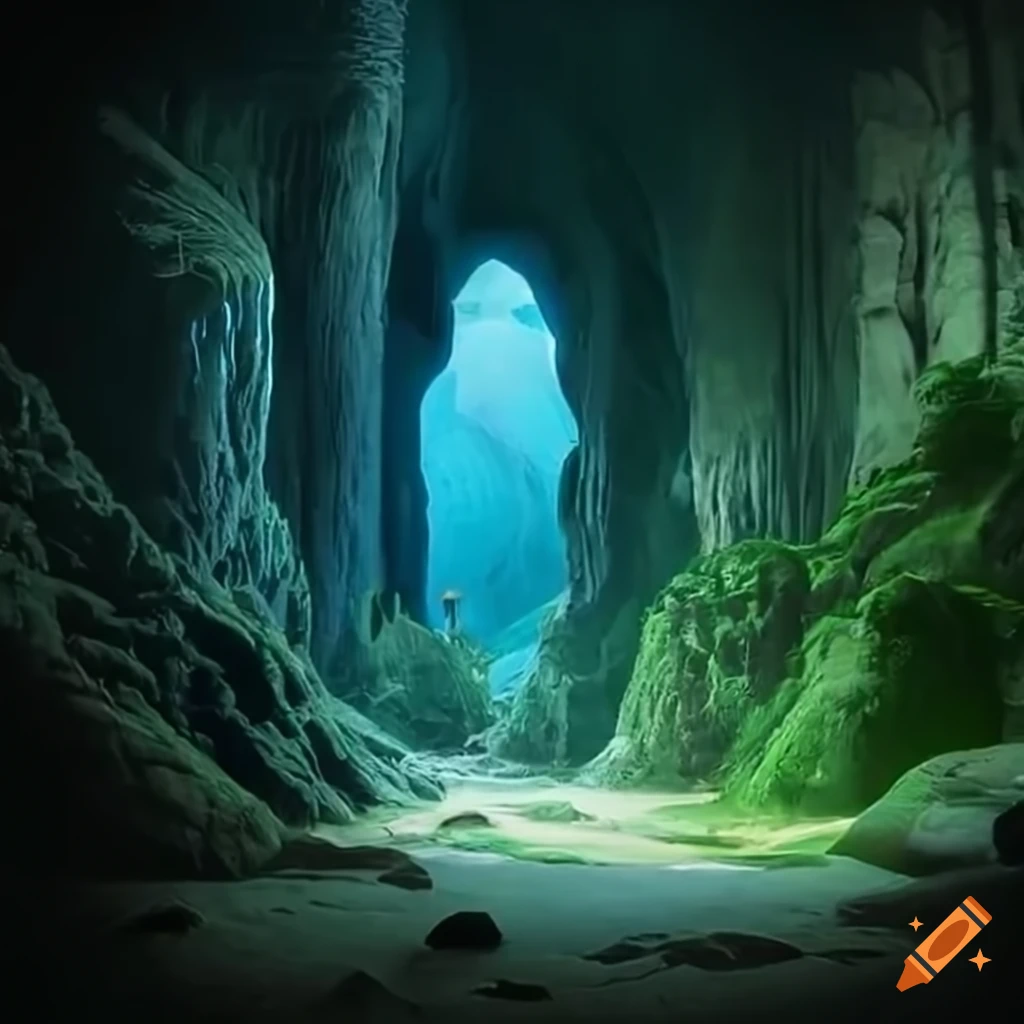 Underground jungle cave on Craiyon