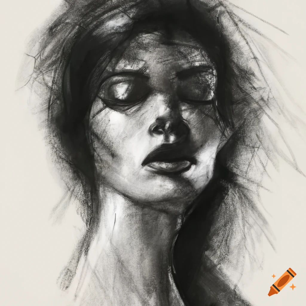 Charcoal sketch capturing female movement
