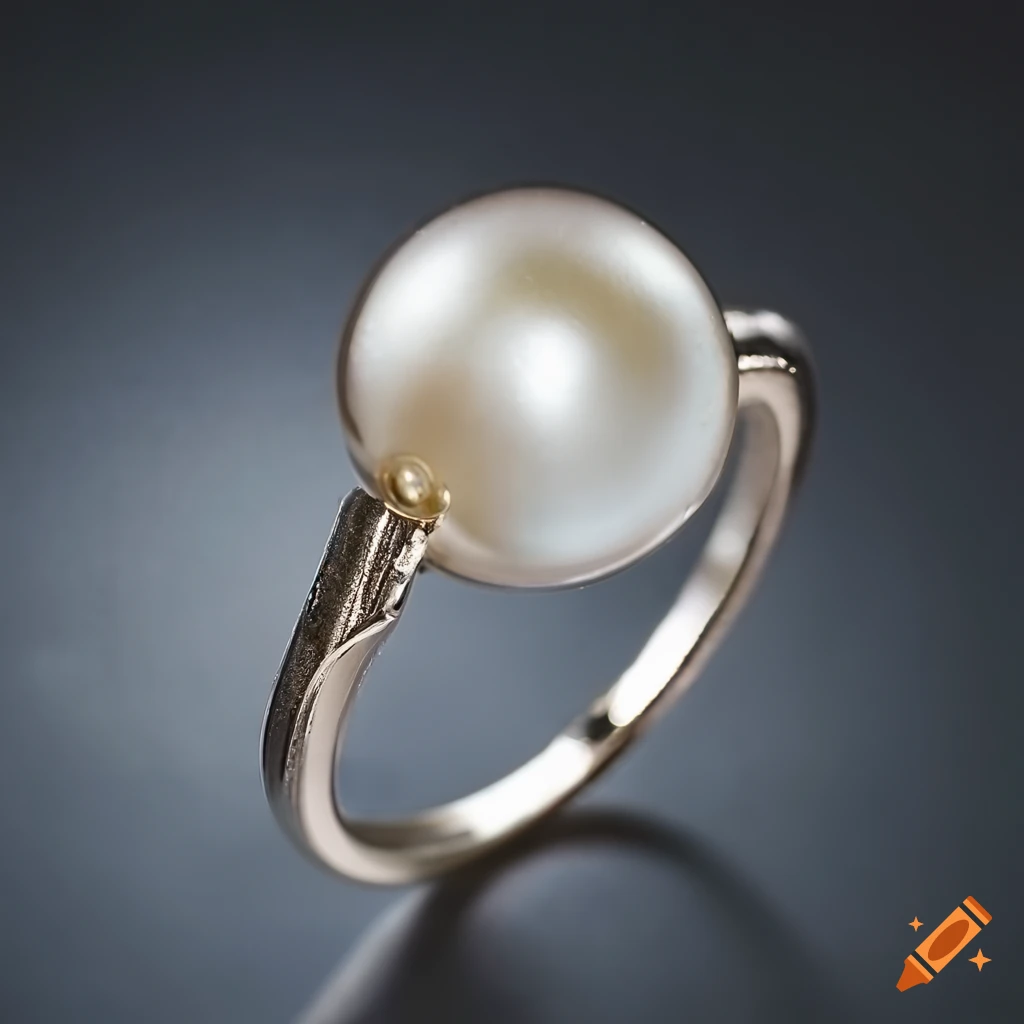 Pearl ring in a commercial photography setting