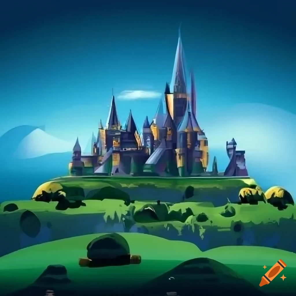 Alien world landscape with castles on Craiyon