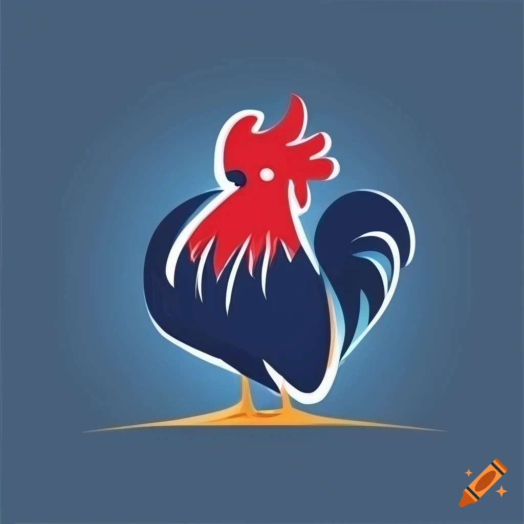 Blue and red simple vector rooster company logo on Craiyon