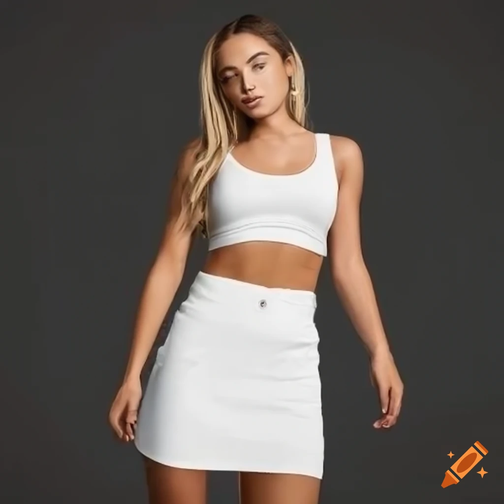 White sporty skort mockup with asymmetrical cut detail