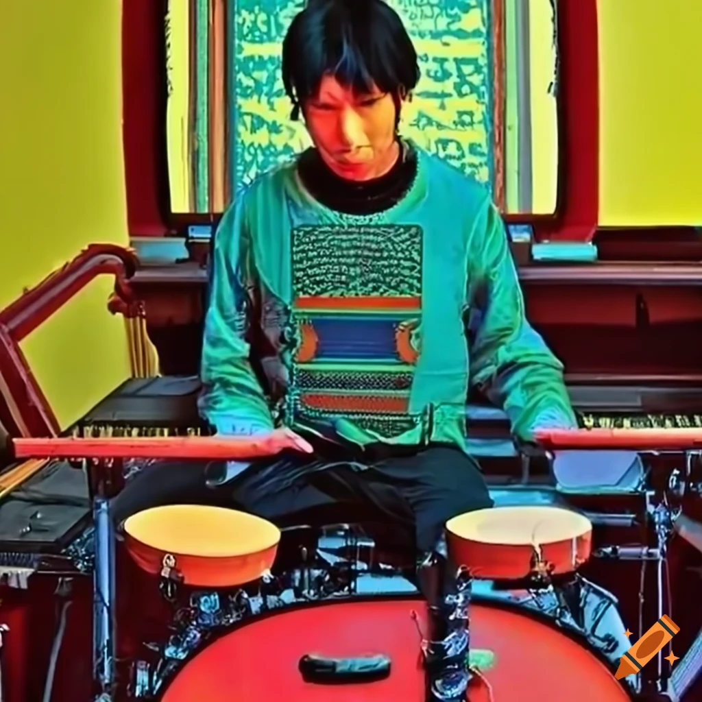 Non-binary latinx playing music by Enanitos Verdes on synth keyboard