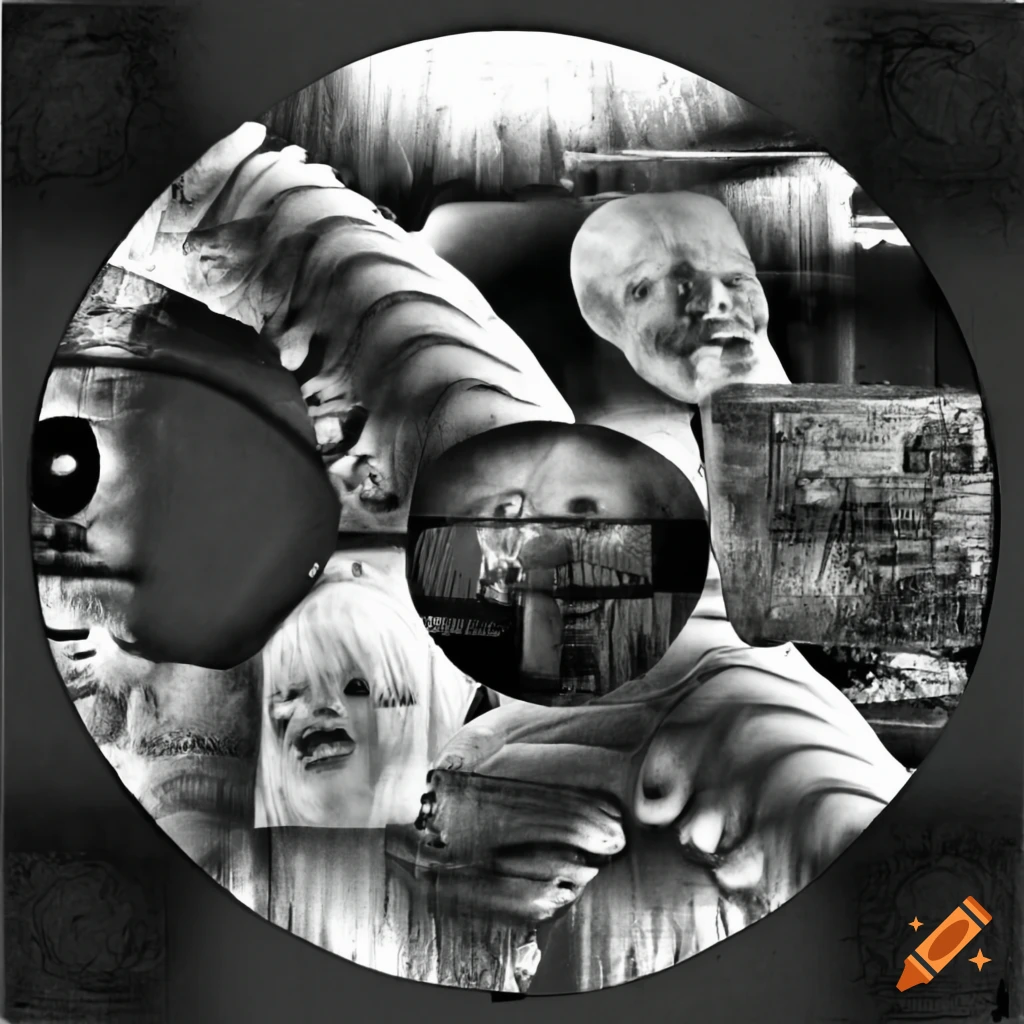 Black and white dada collage for the vein conductor album cover in 90s