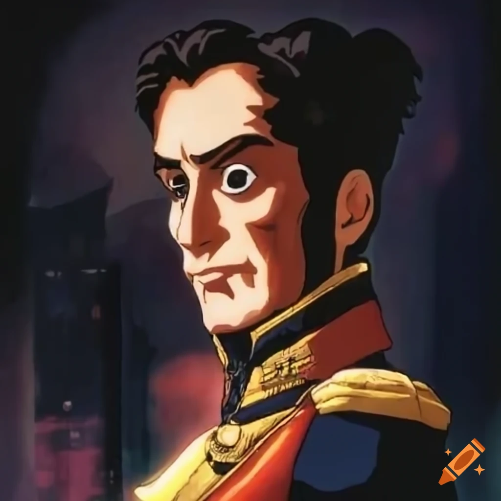 Simon Bolivar in an 80s anime dark movie on Craiyon, image size:1024x1024