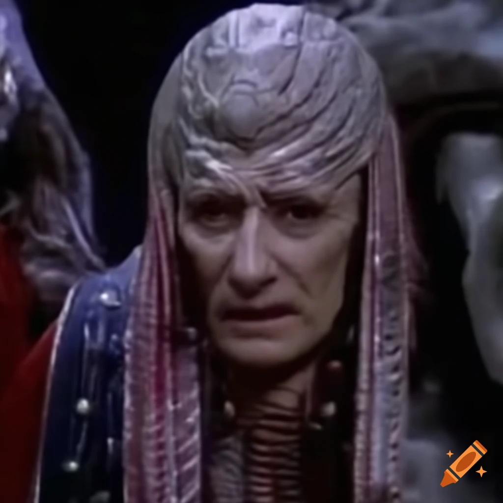 1980s Doctor Who scene depicting "The Saga of Crystar, Crystal Warrior"