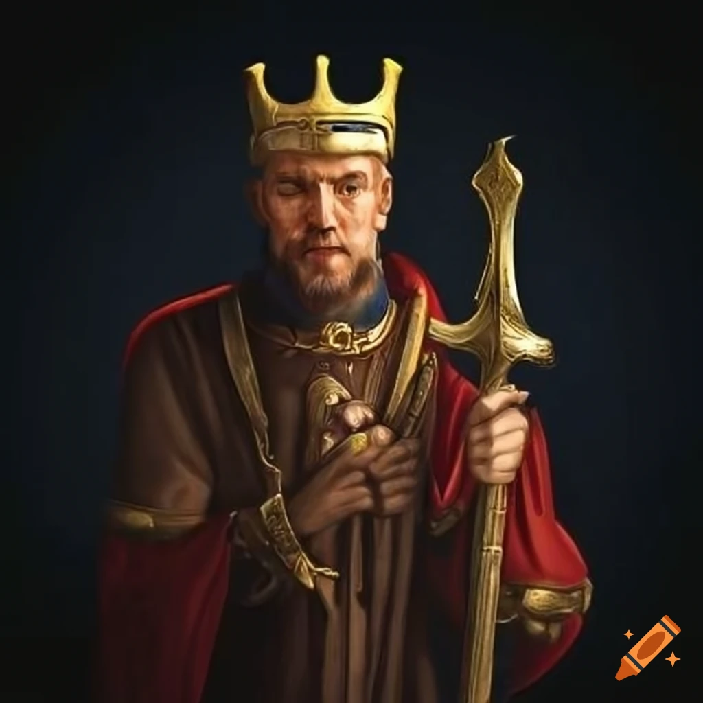 Middle-aged king holding a sword on Craiyon