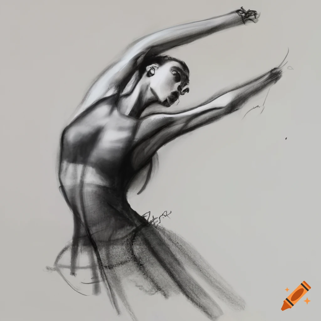 Charcoal sketch of a dancer in a life drawing session