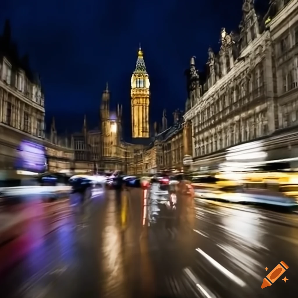 London with blurred traffic