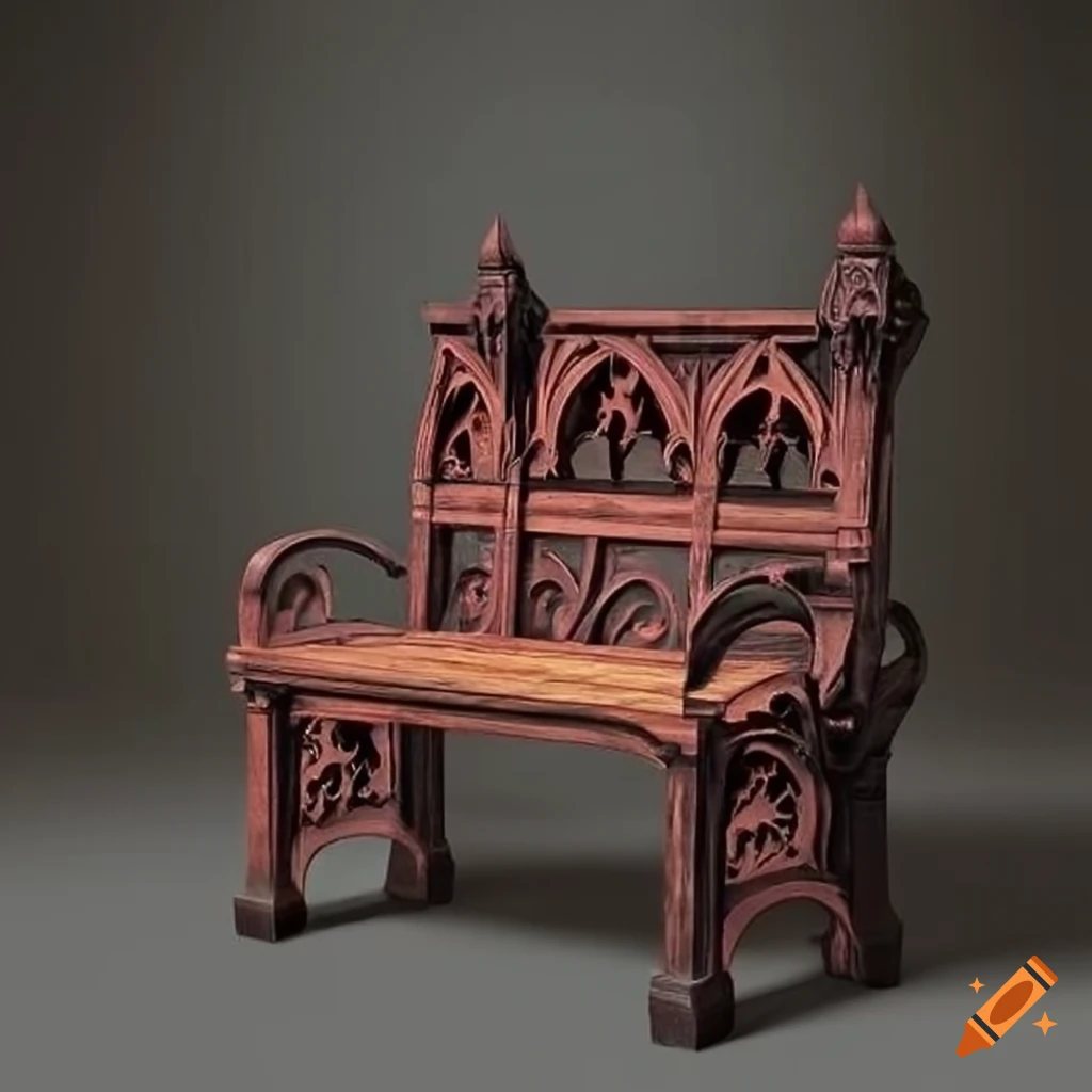 Gothic wooden bench