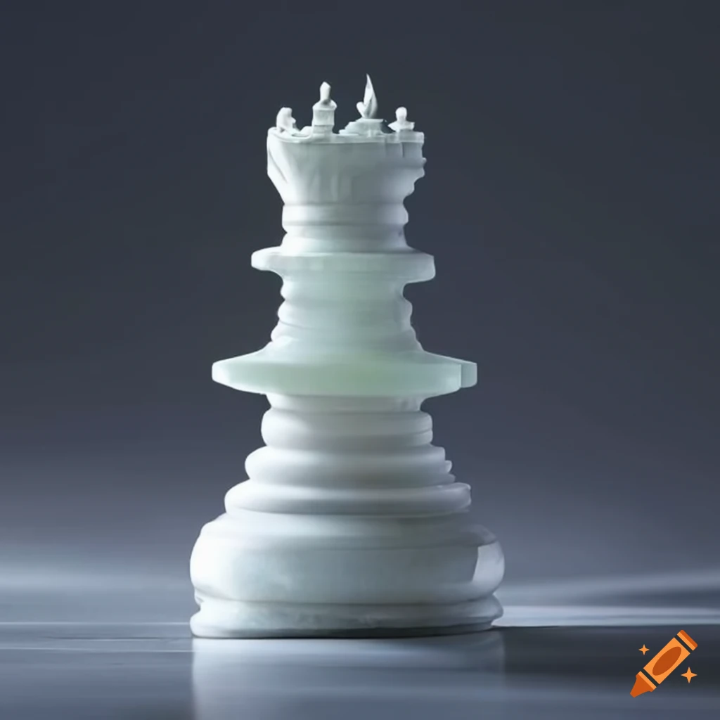 Intricate white marble and glass chess piece castle design on Craiyon