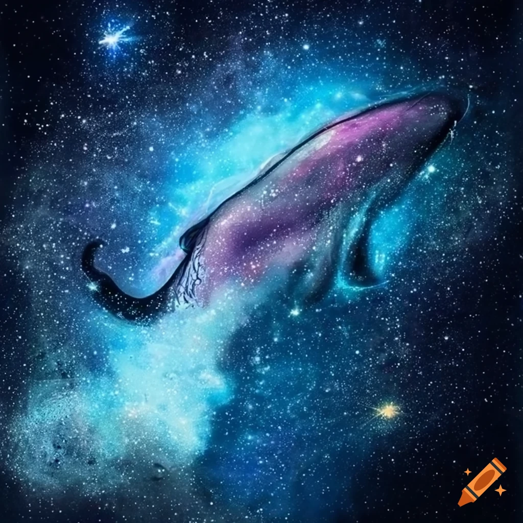 Majestic celestial whale in a galaxy