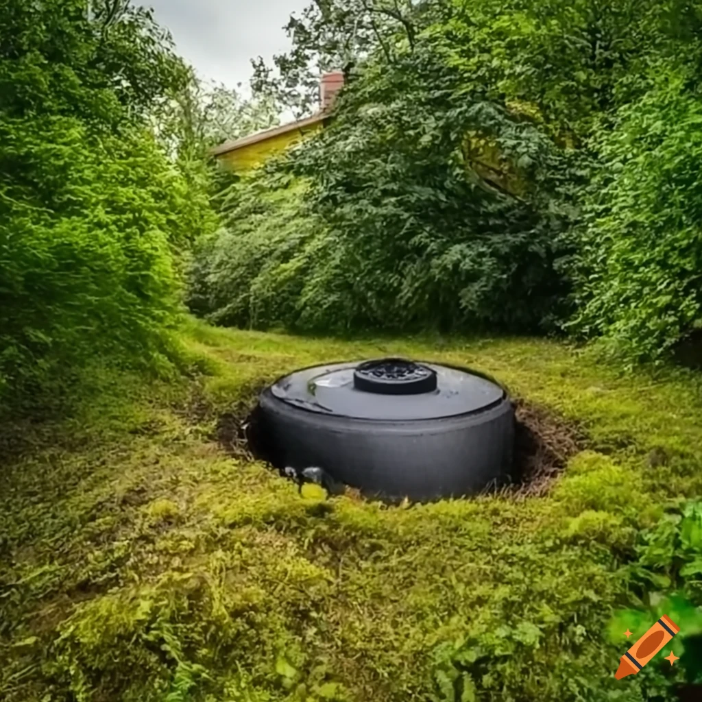 Septic tank near the house with grass