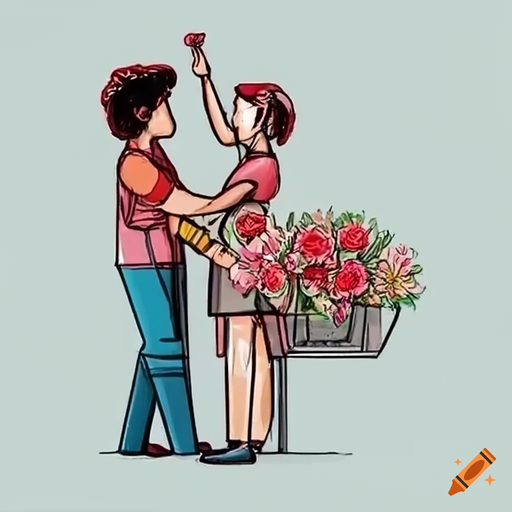 Man delivering flowers to express love on Craiyon