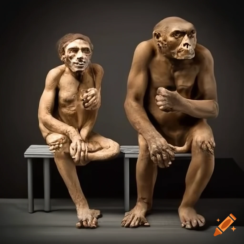 Homo habilis and homosapien sitting together