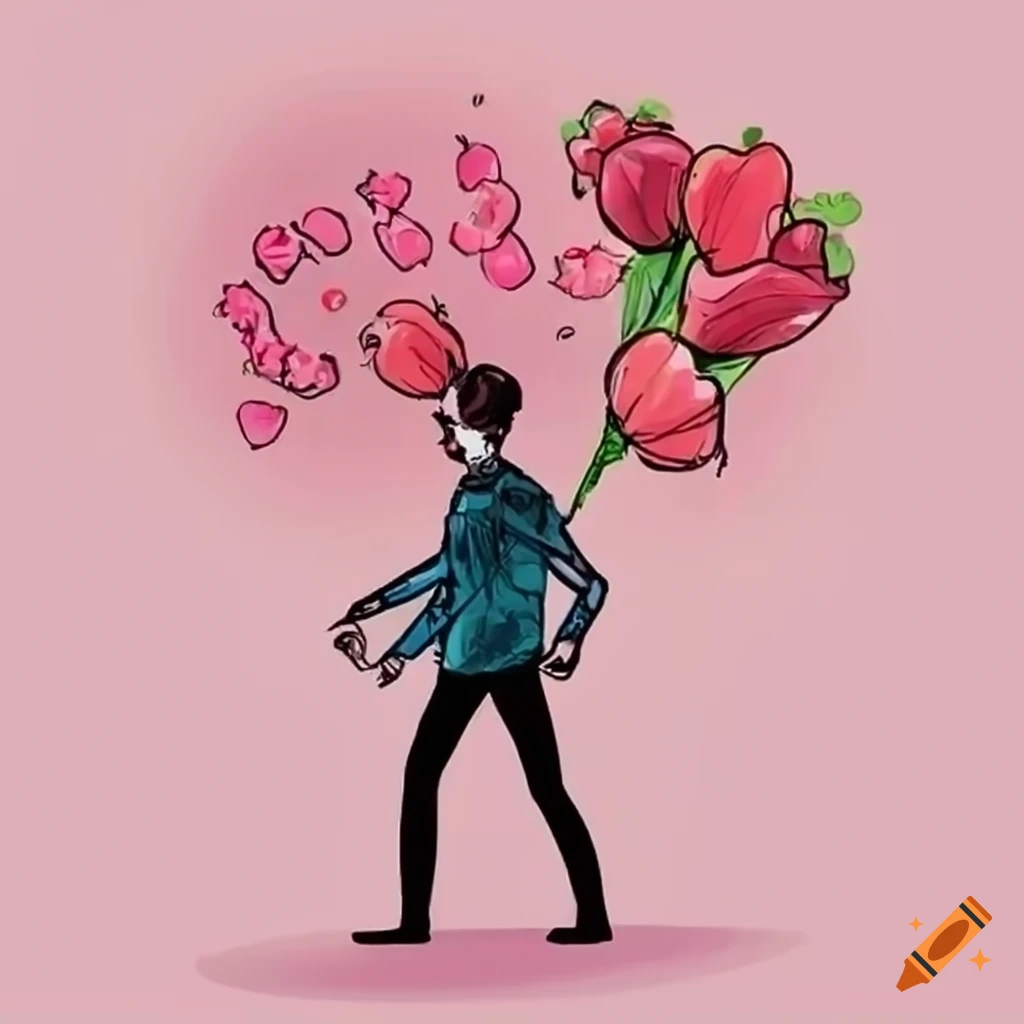 Man delivering flowers to express love on Craiyon