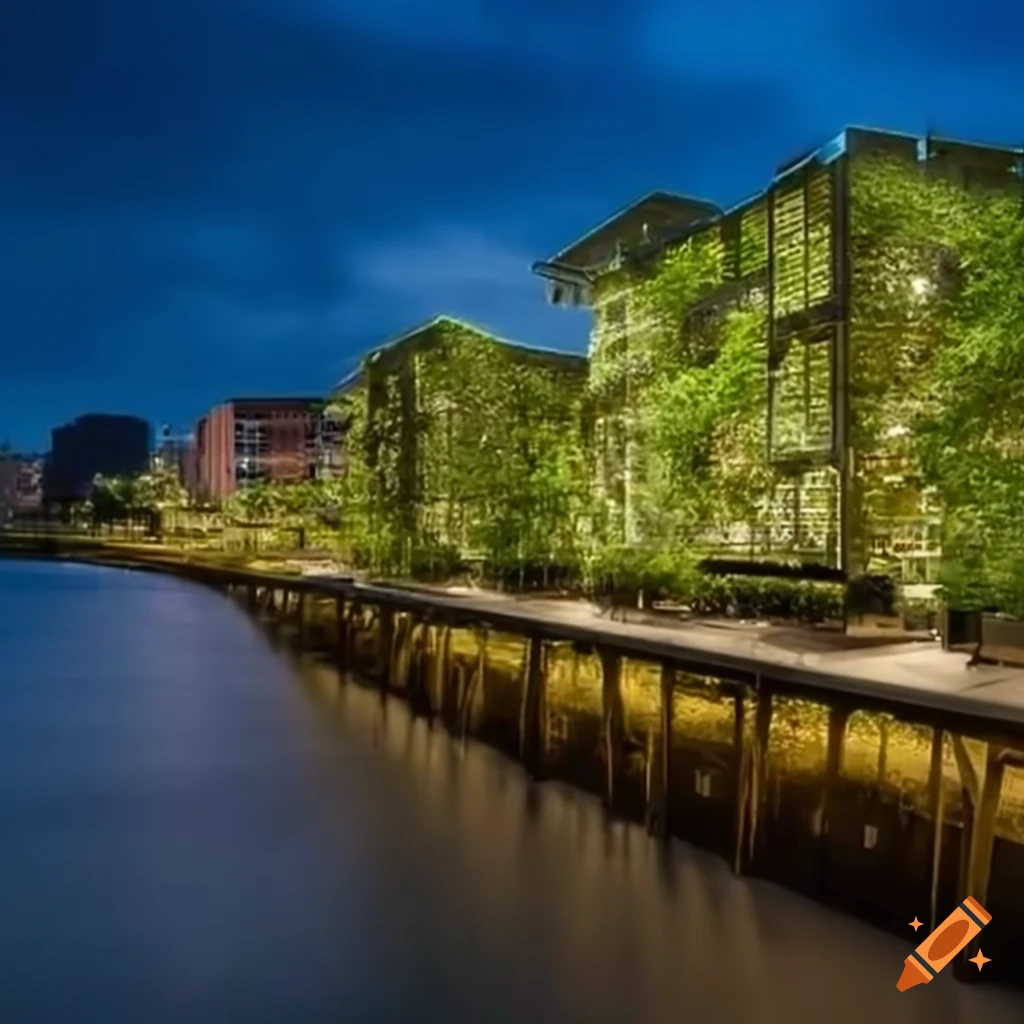 Sustainable utopian urban environment with organic architecture and food gardens