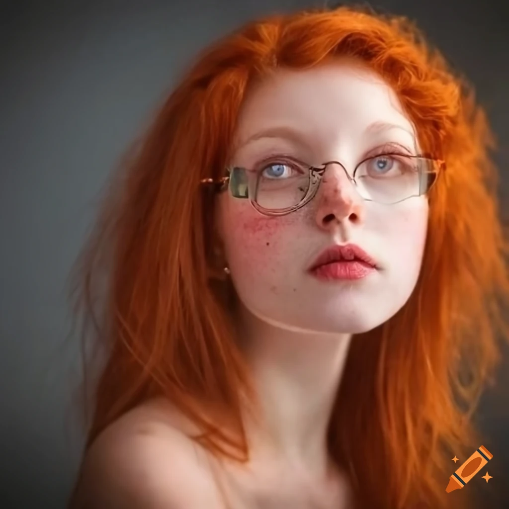 Redhead with freckles and round glasses