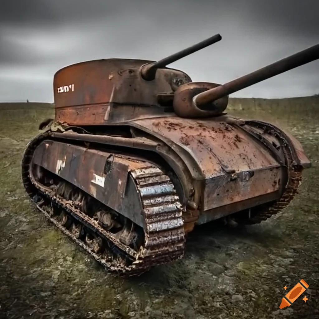Rusty dirty WW1 tank