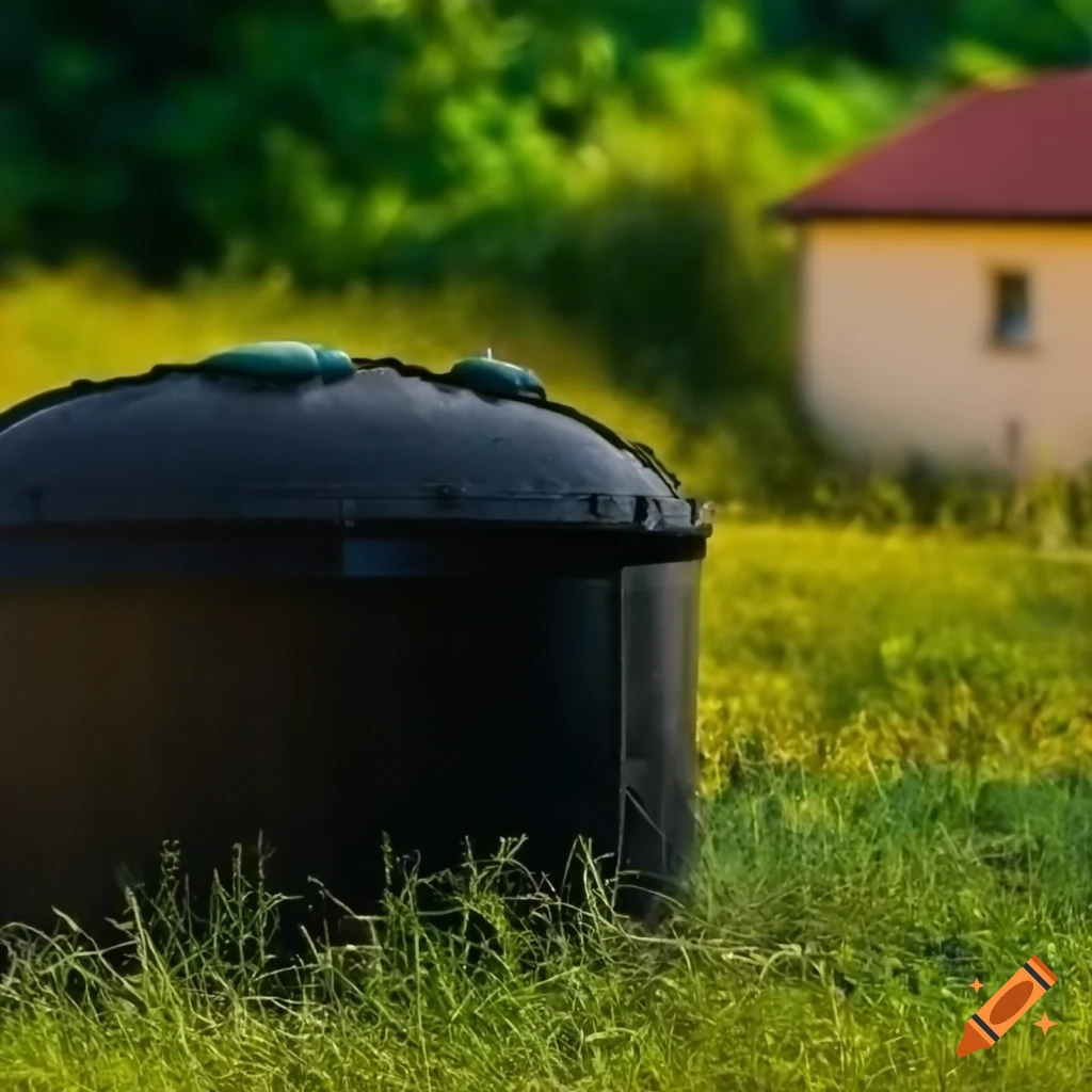 Septic tank near the house with grass
