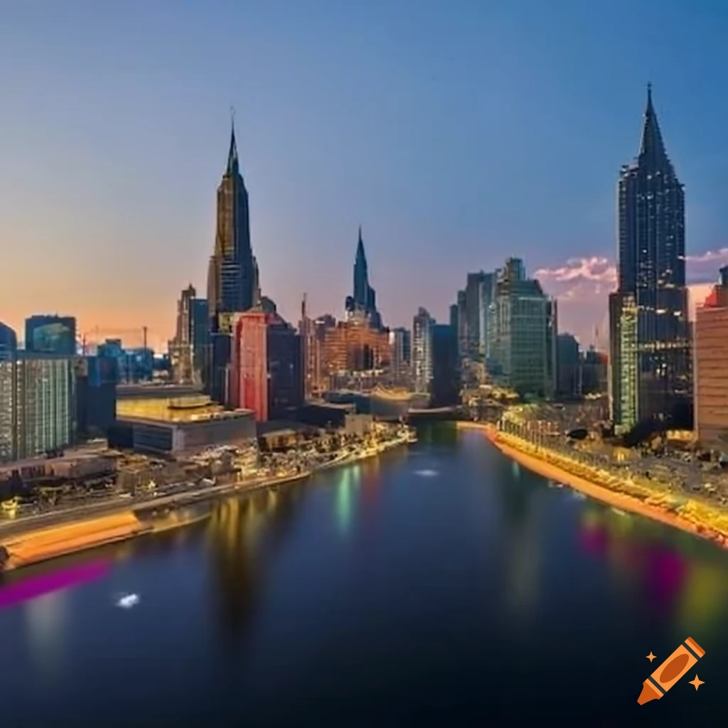 Diverse cityscape celebrating freedom, equality, and unity