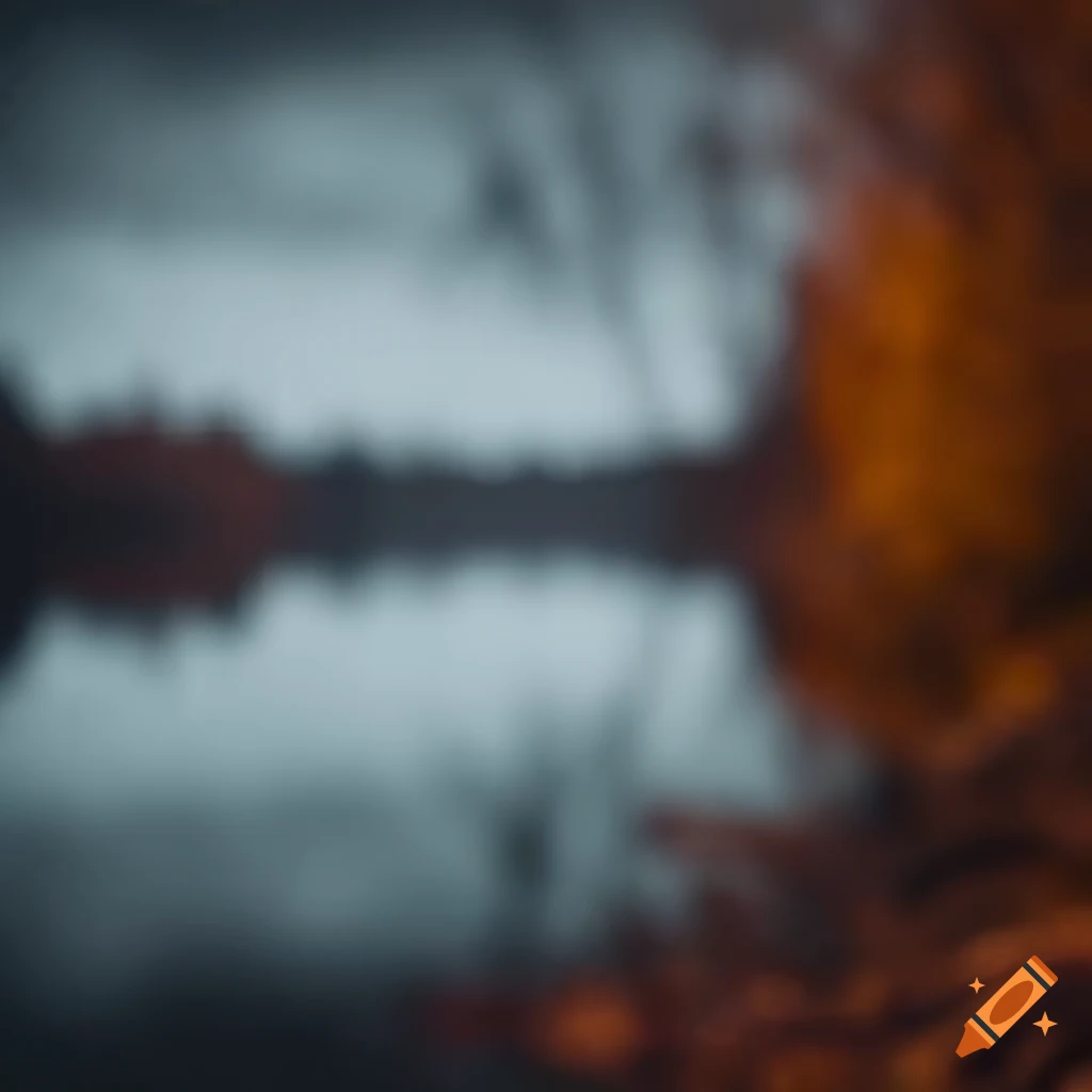 Autumn foliage frame with glimpses of an ominous lake