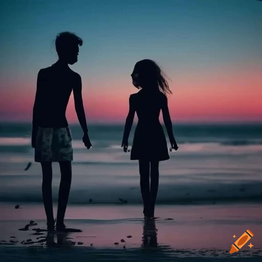 beach couple, tall&short